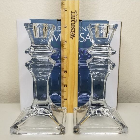 Celebrations by Mikasa Set of 2 Crystal Candlesticks Holders 6.25" - Picture 4 of 9